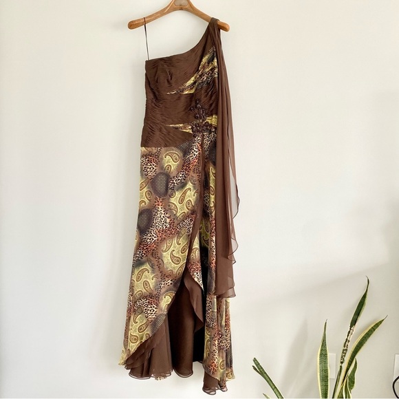 Assar New York One Shoulder Print Dress Size 12 - Picture 1 of 7